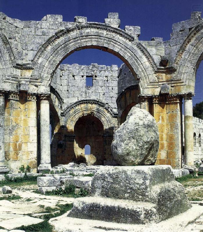 Ruins of the Kalat-Simon-rampart trip church, Syria, unknow artist